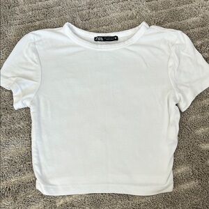 Zara White Short Sleeve T-Shirt baby tee